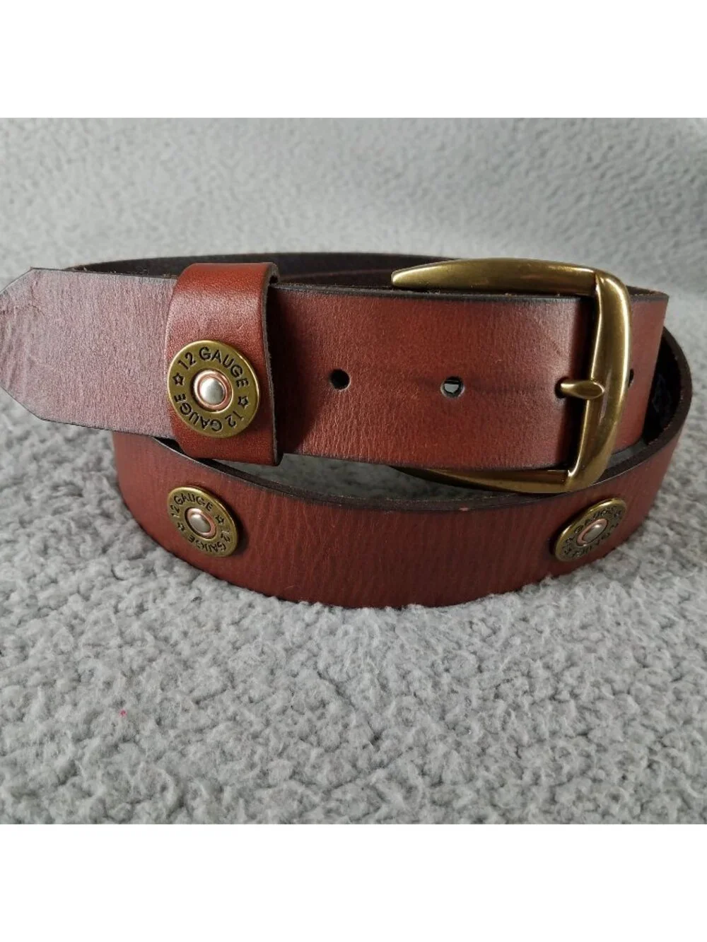Nocona 12 Gauge Leather Belt Adult 38 Brown Gold Shotgun Shell Western Golf Mens